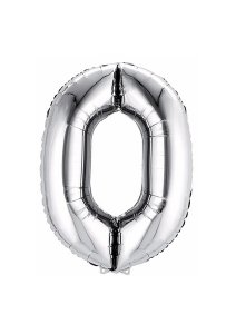 Balón fóliový stříbrný číslo 0 - 106 cm