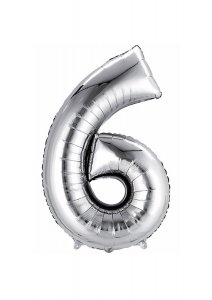 Balón fóliový stříbrný číslo 6 - 40 cm