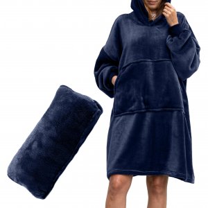 Mikinová deka - Tmavě modrá