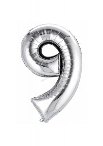 Balon fóliový stříbrný číslo 9 - 80 cm