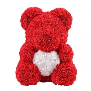 Medvídek z růží - červený 40 cm