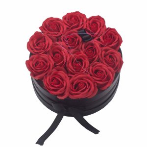 Dárkový Box z Mýdlový Květů - 14 Červených Růží - Kruh