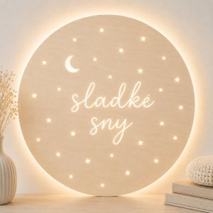 Dřevěná LED lampa na stěnu - Vlastní text