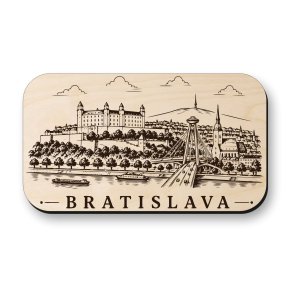 Dřevěná magnetka Bratislava - Bratislavský hrad a UFO most