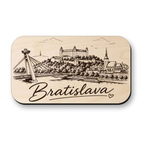 Dřevěná magnetka Bratislava - Bratislavský hrad a Most SNP