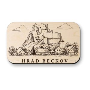 Dřevěná magnetka Hrad Beckov - slovenský historický suvenýr