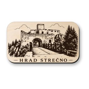 Dřevěná magnetka Hrad Strečno - vstupní brána hradu