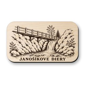 Dřevěná magnetka Jánošíkovy diery - turistický vodopád