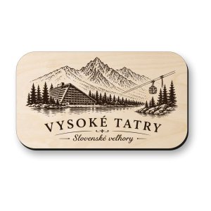 Dřevěná magnetka Vysoké Tatry - tatranské panorama