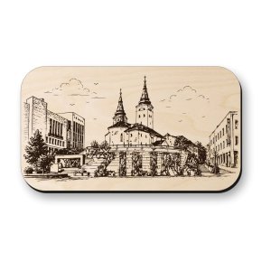 Dřevěná magnetka Žilina - historické centrum a katedrála