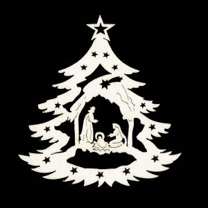 Vánoční ozdoba - Stromeček s betlémem 9 cm