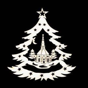 Vánoční ozdoba - Stromeček s kostelem 6 cm