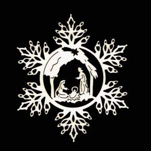Vánoční ozdoba - Sněhová vločka Betlém 9 cm