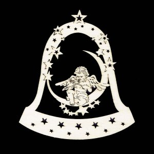 Vánoční ozdoba - Zvonek andílek s houslemi 9 cm
