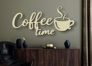 Dřevěný nápis na zeď – Coffee time