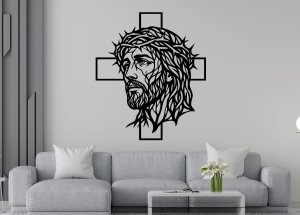 Dřevěný obraz na zeď - Hlava Ježíše s trnovou korunou