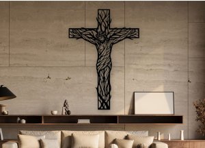Dřevěný obraz na zeď - Ježíš na kříži