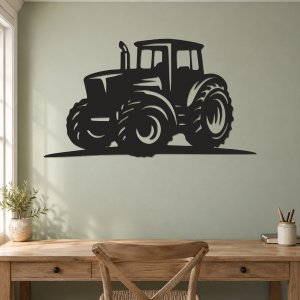 Dřevěný obraz na zeď – Traktor s velkými koly