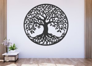 Dřevěný strom života na zeď – Kruhová harmonie