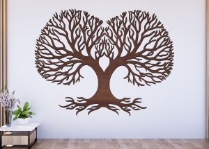 Dřevěný strom života na zeď – Srdce rodiny