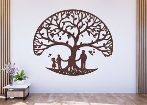 Dřevěný strom života na zeď – Rodinné pouto