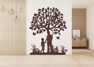 Dřevěný strom života na zeď – Otec a syn