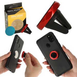 Magnetický držák telefonu - červený