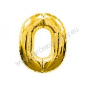 Balon fóliový zlatý číslo 0 - 80 cm