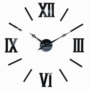 Elegantní samolepící hodiny na stěnu 100 - 130 cm černé