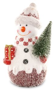Vánoční dekorace - Sněhulák s dárkem