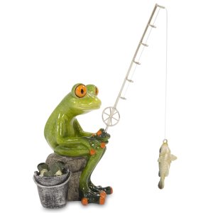 Keramická žába - Rybář