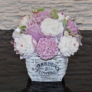 Mýdlová kytice - Růžová, bílá