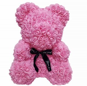 Medvídek z růží - růžový 40 cm