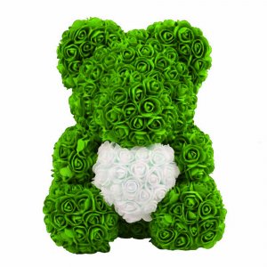 Medvídek z růží - zelený 40 cm