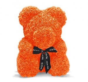 Medvídek z růží - oranžový 40 cm