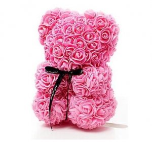 Medvídek z růží - růžový 22 cm