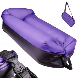 Samonafukovací lehátko Lazy Bag - černo - fialové  185 x 70 cm