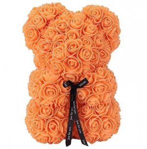 Medvídek z růží - oranžový 25 cm
