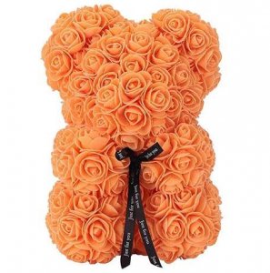 Medvídek z růží - oranžový 22 cm