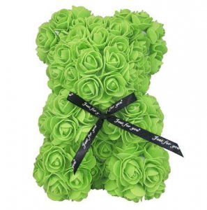 Medvídek z růží - zelený 25 cm