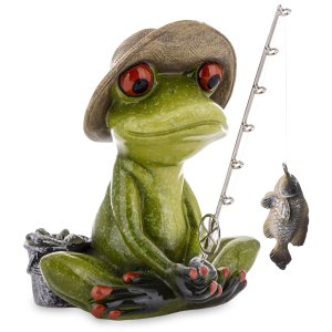 Keramická žabka - Rybář