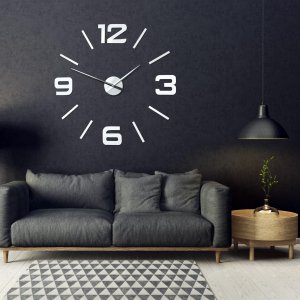 Nástěnné samolepící hodiny bílé 100 - 130 cm
