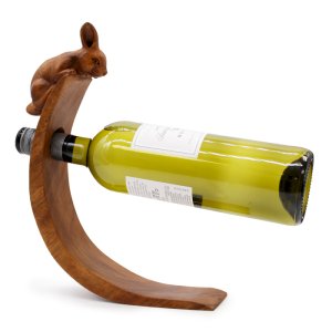 Dřevěný stojan na víno - Králík