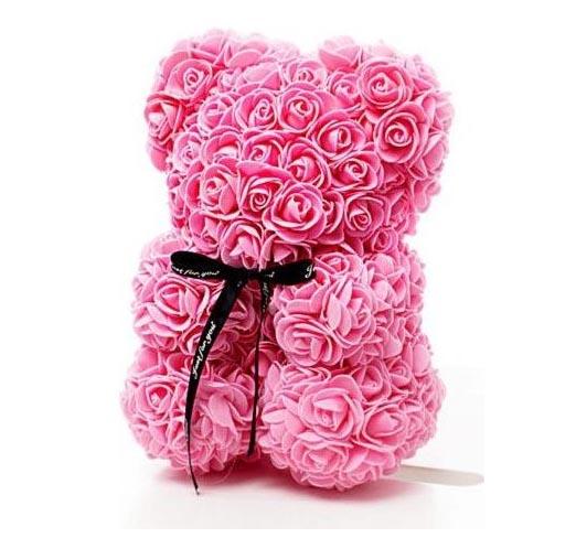 Medvídek z růží - růžový 22 cm