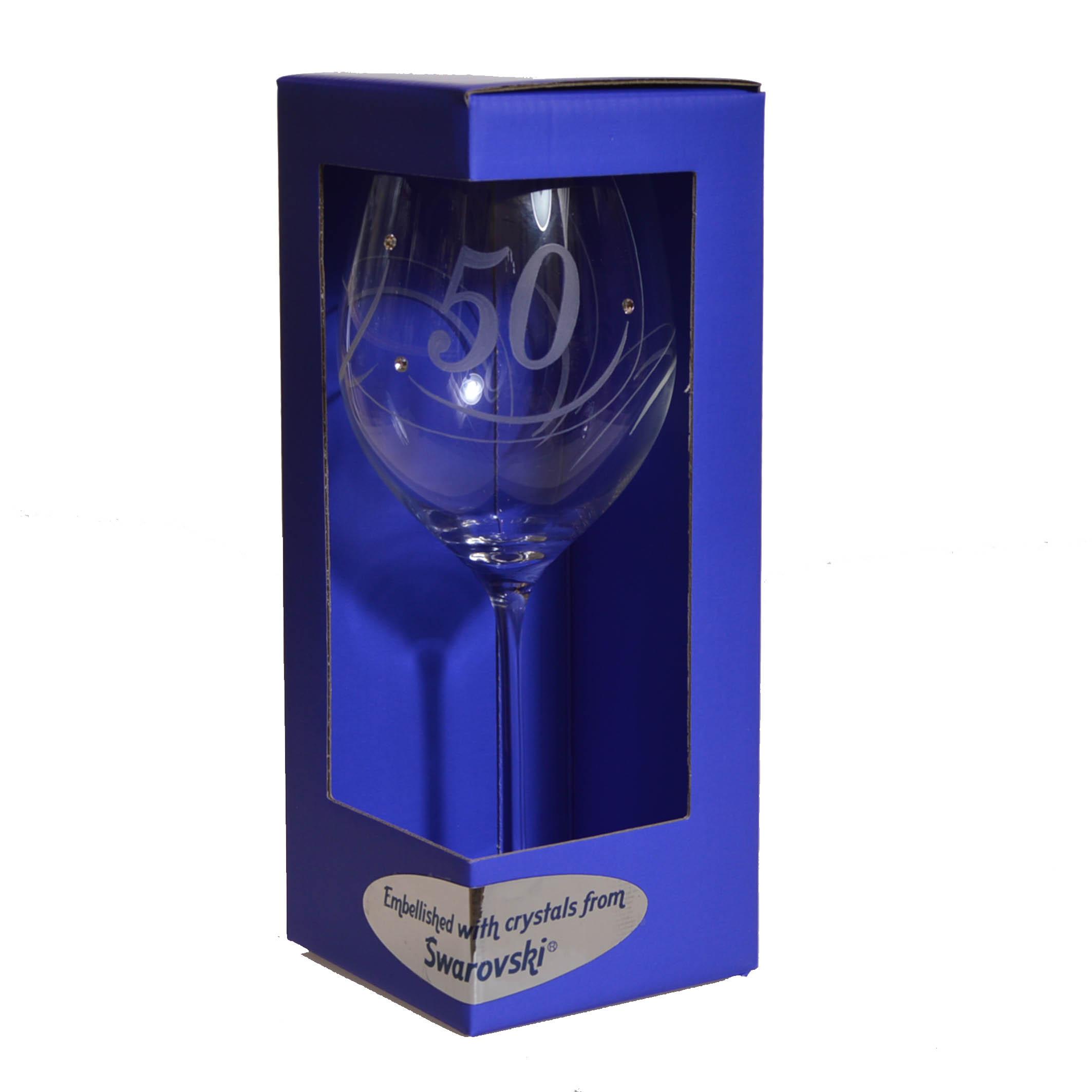 Výroční sklenička na víno swarovski - K 50. narozeninám