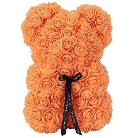 Medvídek z růží - oranžový 22 cm