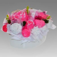 Luxusní mýdlová kytice - růžovo, bílá