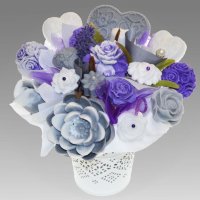 Mýdlová kytice - fialovo, šedo, bílá