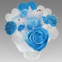 Mýdlová kytice - modro, bílá