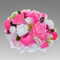 Luxusní mýdlová kytice - růžovo, bílá